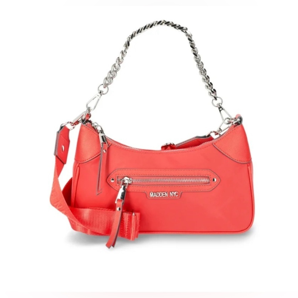 NYC Bag,NYC Crossbody Bag,NYC Vibrant orange Shoulder Bag with Silver Chain - Picture 9 of 9
